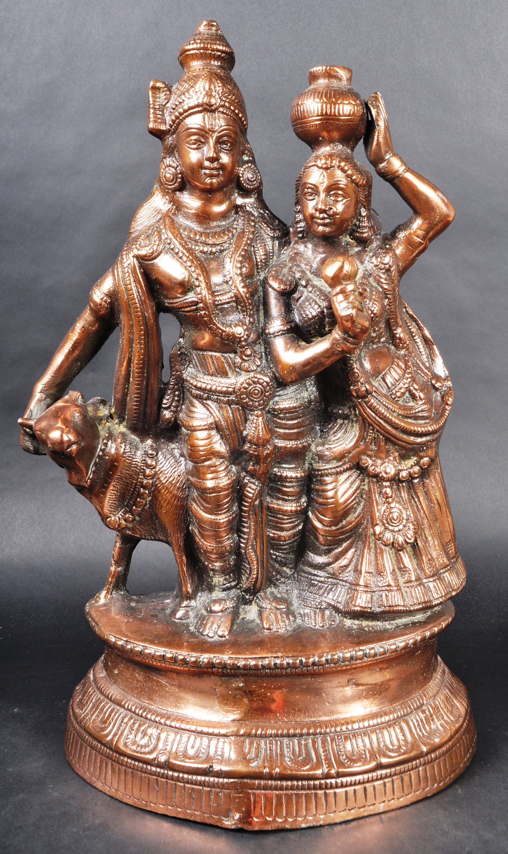 LARGE EARLY 20TH CENTURY HINDU COPPER FIGURINE GROUP