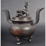 19TH CENTURY CHINESE BRONZE LIDDED FOO DOG CENSER