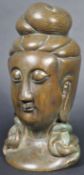 19TH CENTURY CHINESE ORIENTAL BRONZE BUST OF GUANYIN / IMMORTAL