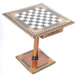 EARLY 20TH CENTURY INDIAN MAHOGANY INLAID CHESS TABLE