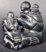 INUIT ART POTTERY FIGURINE GROUP DEPICTING MOTHER & CHILDREN