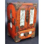 20TH CENTURY CHINESE HARDWOOD & JADE JEWELLERY CABINET