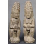 PAIR OF PRE COLUMBIAN / AZTEC STONE CARVED FIGURES