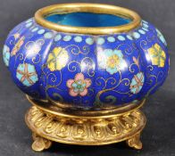 18TH CENTURY CHINESE CLOISONNE CENSER BOWL ON STAND