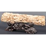 19TH CENTURY CHINESE CANTON IVORY DRAGON PANEL