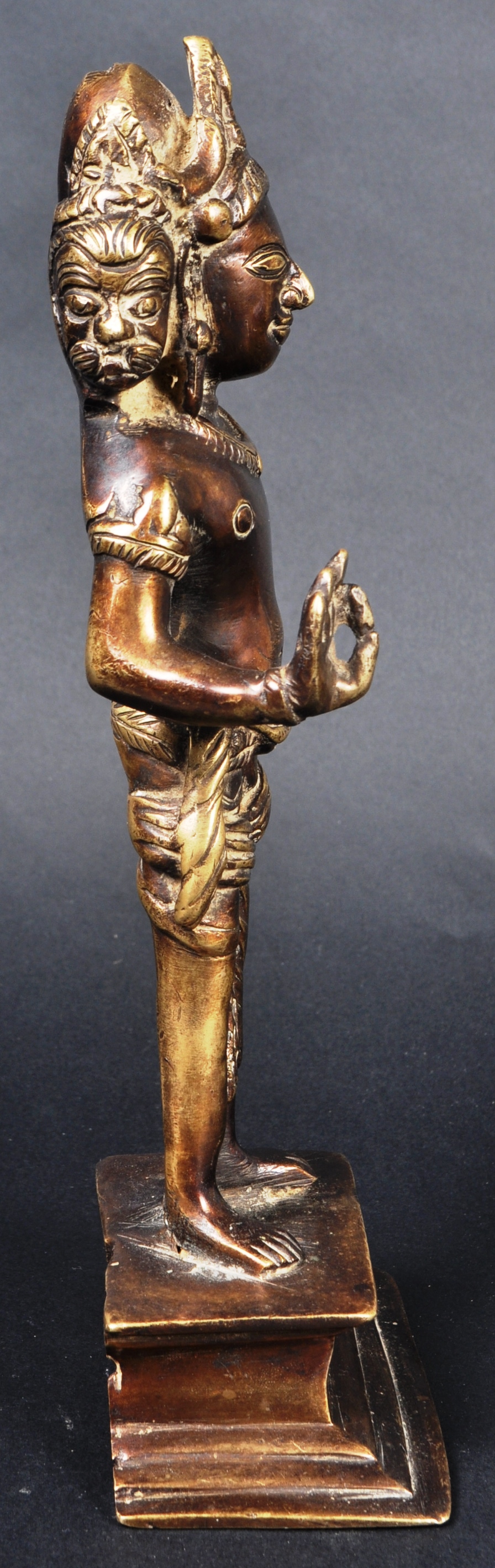 19TH CENTURY BRONZE THAI THREE HEADED FIGURE - Image 7 of 7