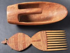 OCEANIC CARVED WOOD COMB & ANOTHER