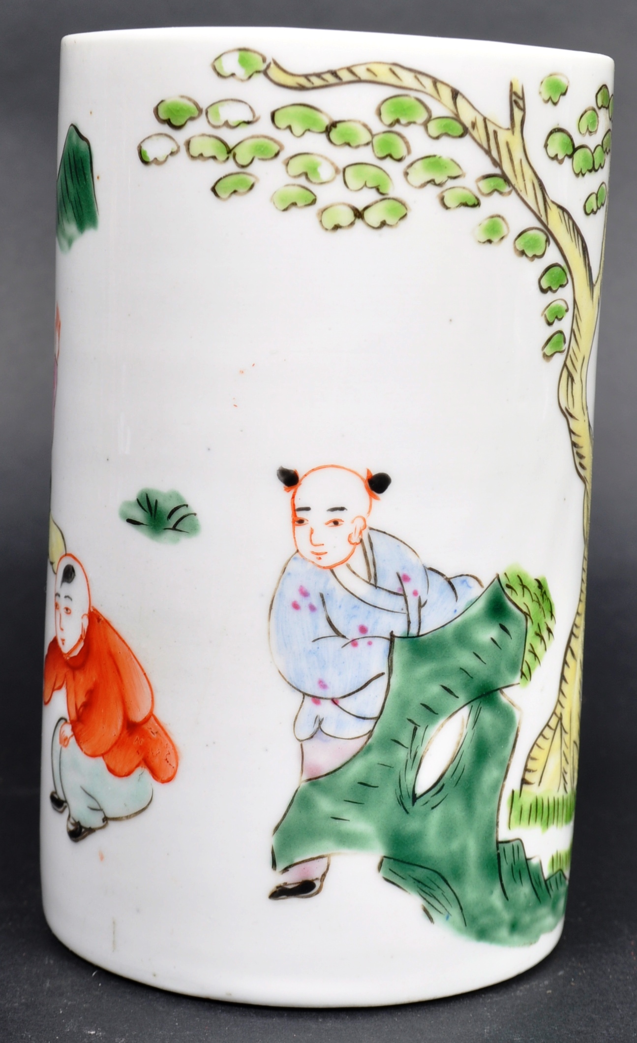 19TH CENTURY CHINESE BRUSH POT WITH PAINTED SCENES - Image 3 of 6