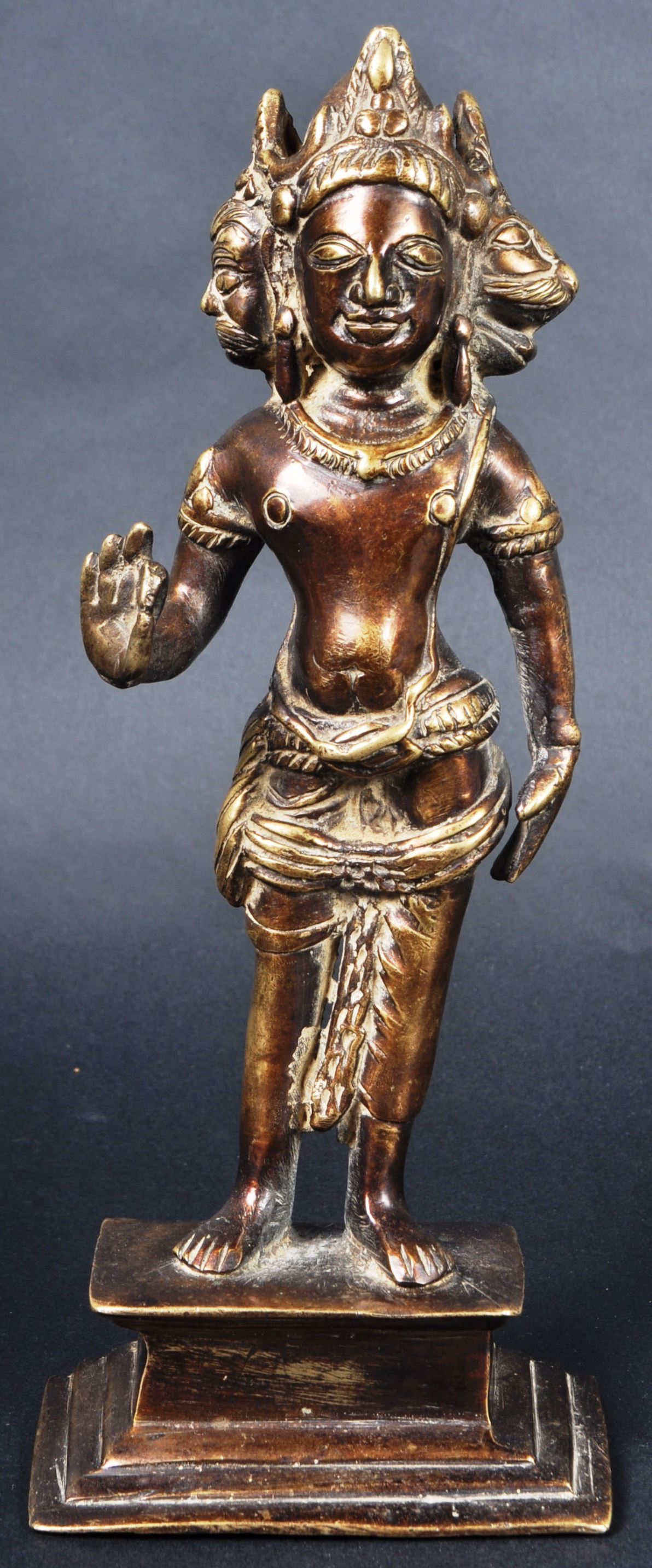 19TH CENTURY BRONZE THAI THREE HEADED FIGURE