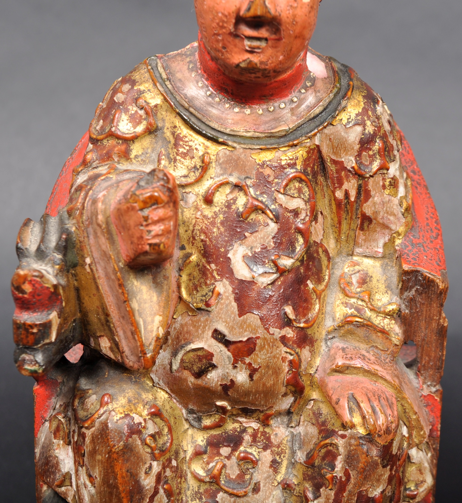 TWO 19TH CENTURY CHINESE CARVED WOODEN FIGURINES - Image 3 of 9