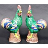 PAIR OF 19TH CENTURY CHINESE POLYCHROME COCKERELS
