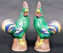 PAIR OF 19TH CENTURY CHINESE POLYCHROME COCKERELS