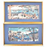 UTAGAWA SADAHIDE - PAIR OF JAPANESE TRIPTYCH WOODBLOCKS