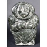 BELIEVED PAULOSIE KASUDLUAK - HAND CARVED SIGNED INUIT SOAPSTONE FIGURE