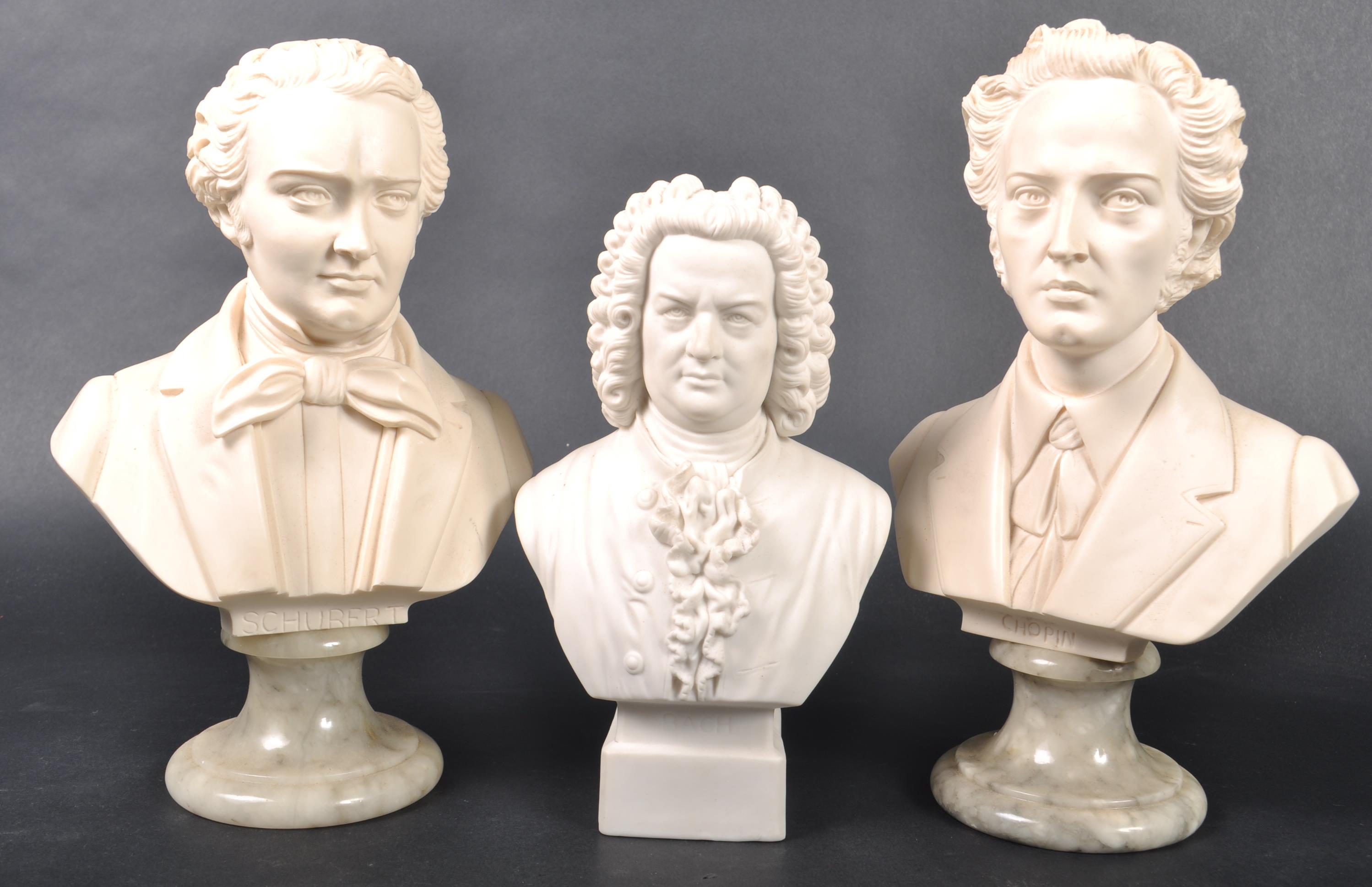 GROUP OF THREE BUSTS DEPICTING FAMOUS COMPOSERS