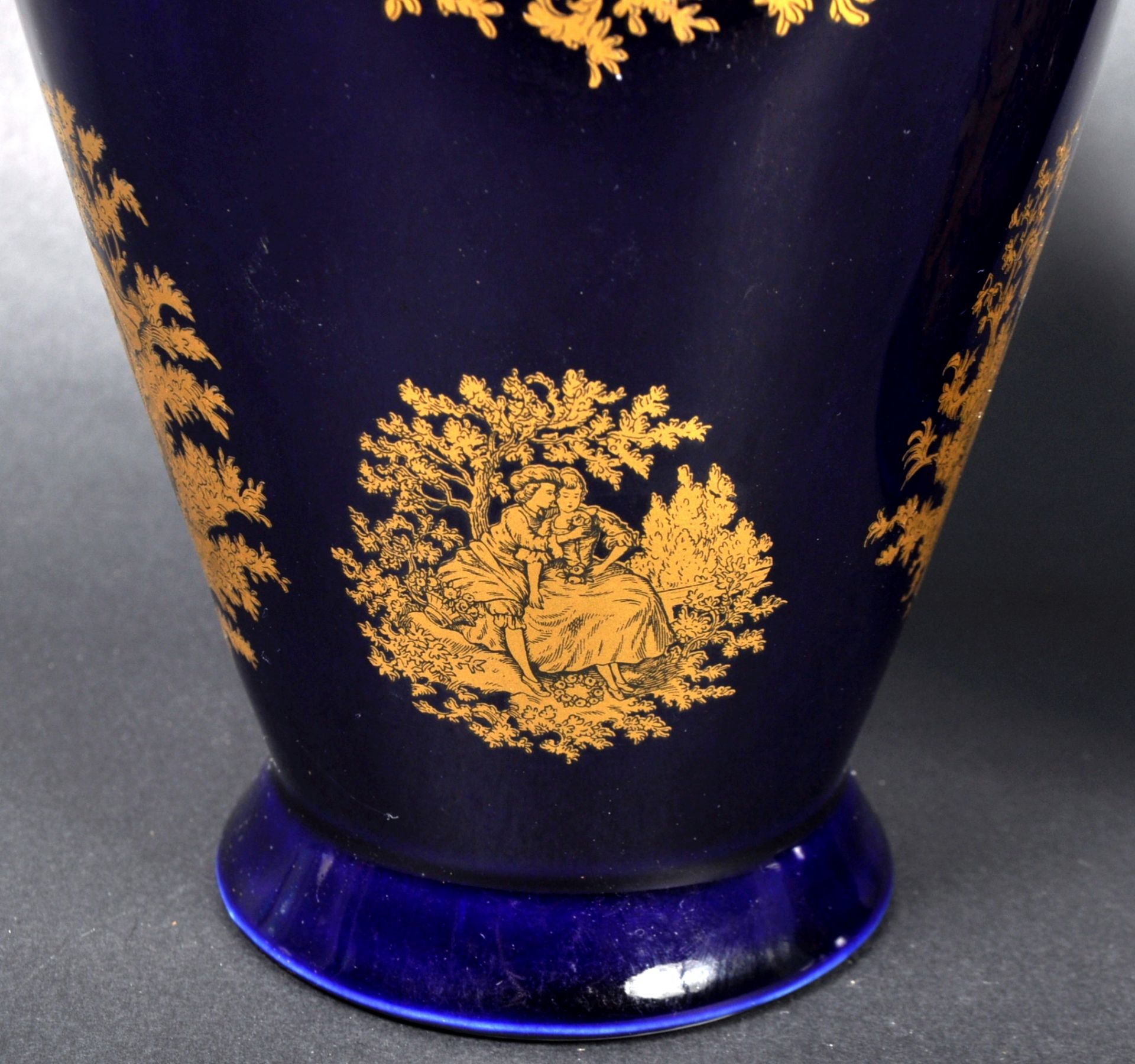 PAIR OF GERMAN PORCELAIN COBALT & GILT VASES - Image 6 of 10