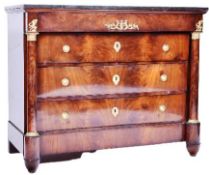 EARLY 19TH CENTURY FRENCH WALNUT & MARBLE COMMODE CHEST