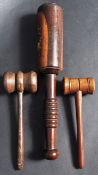 19TH CENTURY TURNED WOODEN TRUNCHEON AND GAVELS