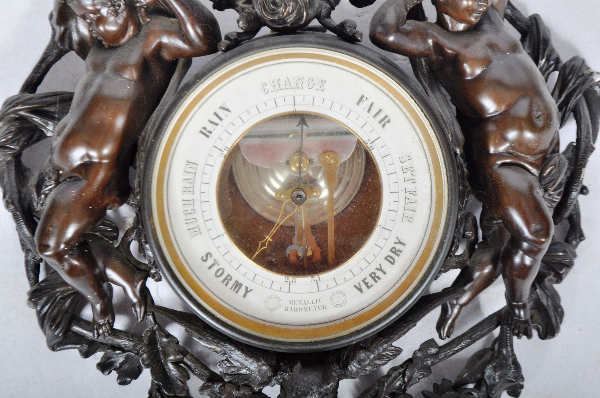 19TH CENTURY BRONZE CASED BAROMETER - Image 7 of 8