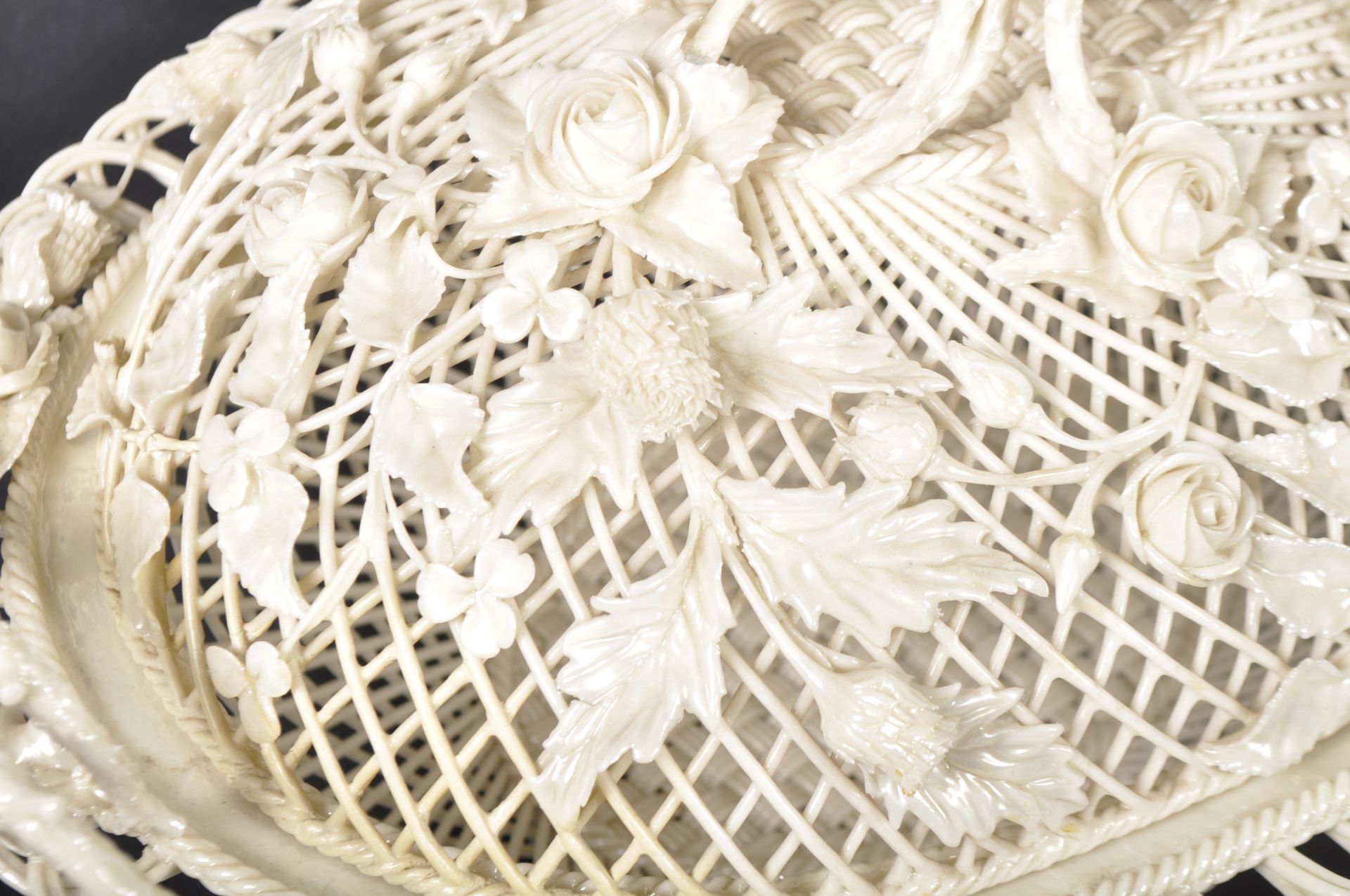 FIRST PERIOD BELLEEK PORCELAIN BASKET & COVER - Image 3 of 9