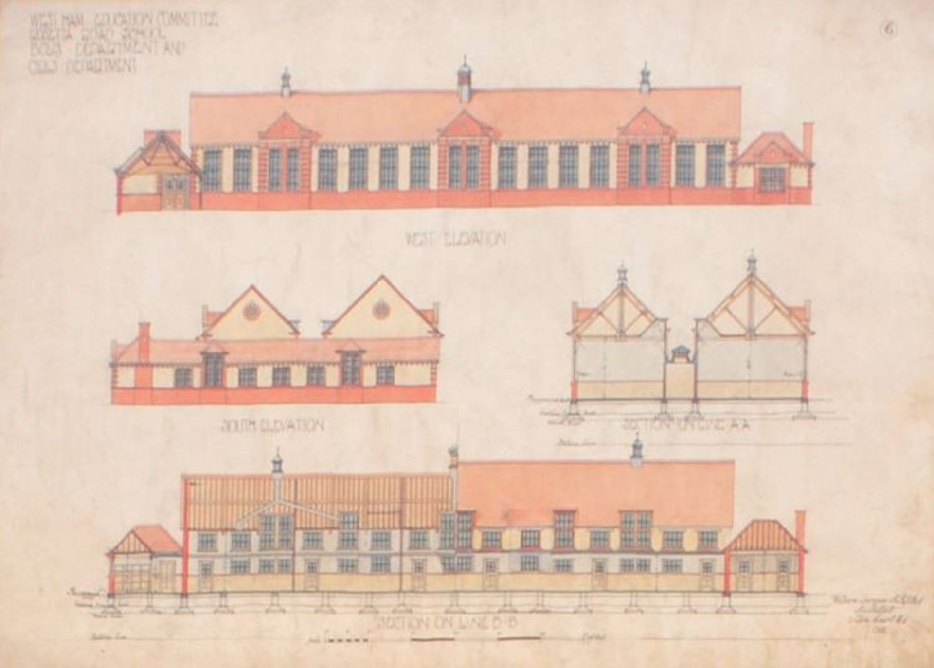 TWO EDWARDIAN ROSETTA ROAD SCHOOL BUILDING PLANS - Bild 2 aus 15