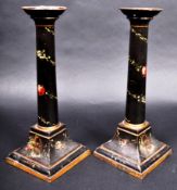 PAIR OF 19TH CENTURY WELSH PONTYPOOL CANDLESTICKS