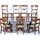 REGENCY PERIOD PEDESTAL DINING TABLE WITH TEN CHAIRS