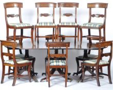 REGENCY PERIOD PEDESTAL DINING TABLE WITH TEN CHAIRS
