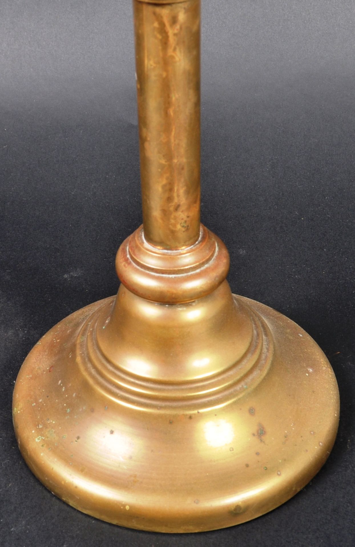 PAIR OF 19TH CENTURY GOTHIC BRASS TRIPLE CANDLESTICKS - Image 7 of 8