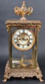 19TH CENTURY AMERICAN BRONZE FOUR GLASS MANTEL CLOCK