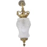 20TH CENTURY EDWARDIAN ETCHED GLASS CEILING LIGHT