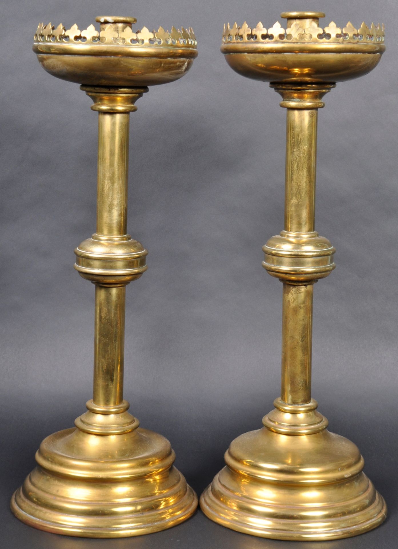 LARGE PAIR OF 19TH CENTURY GOTHIC CANDLESTICKS - Image 9 of 11