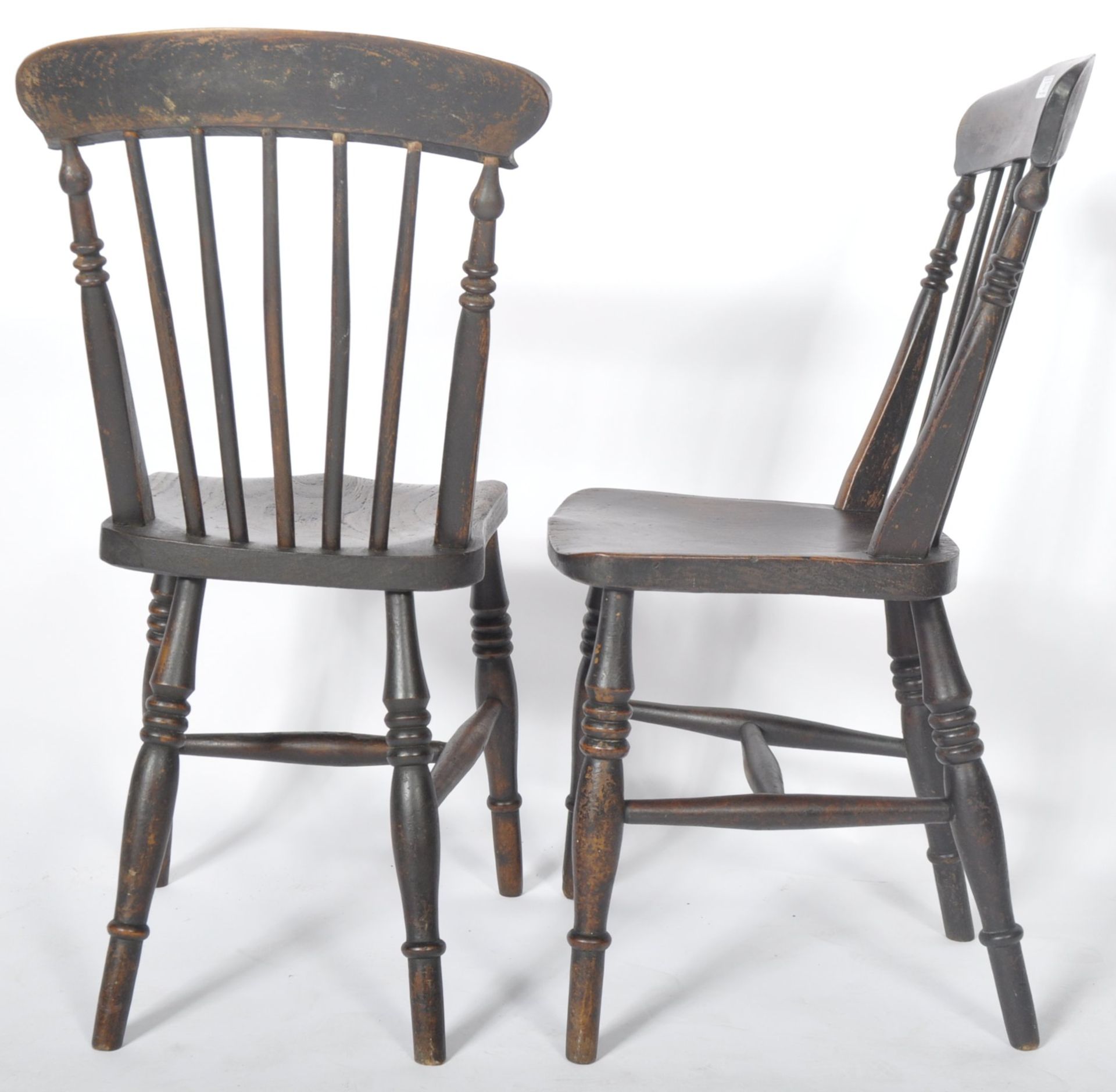 SET OF FOUR 19TH CENTURY BEECH & ELM FARMHOUSE DINING CHAIRS - Image 7 of 8