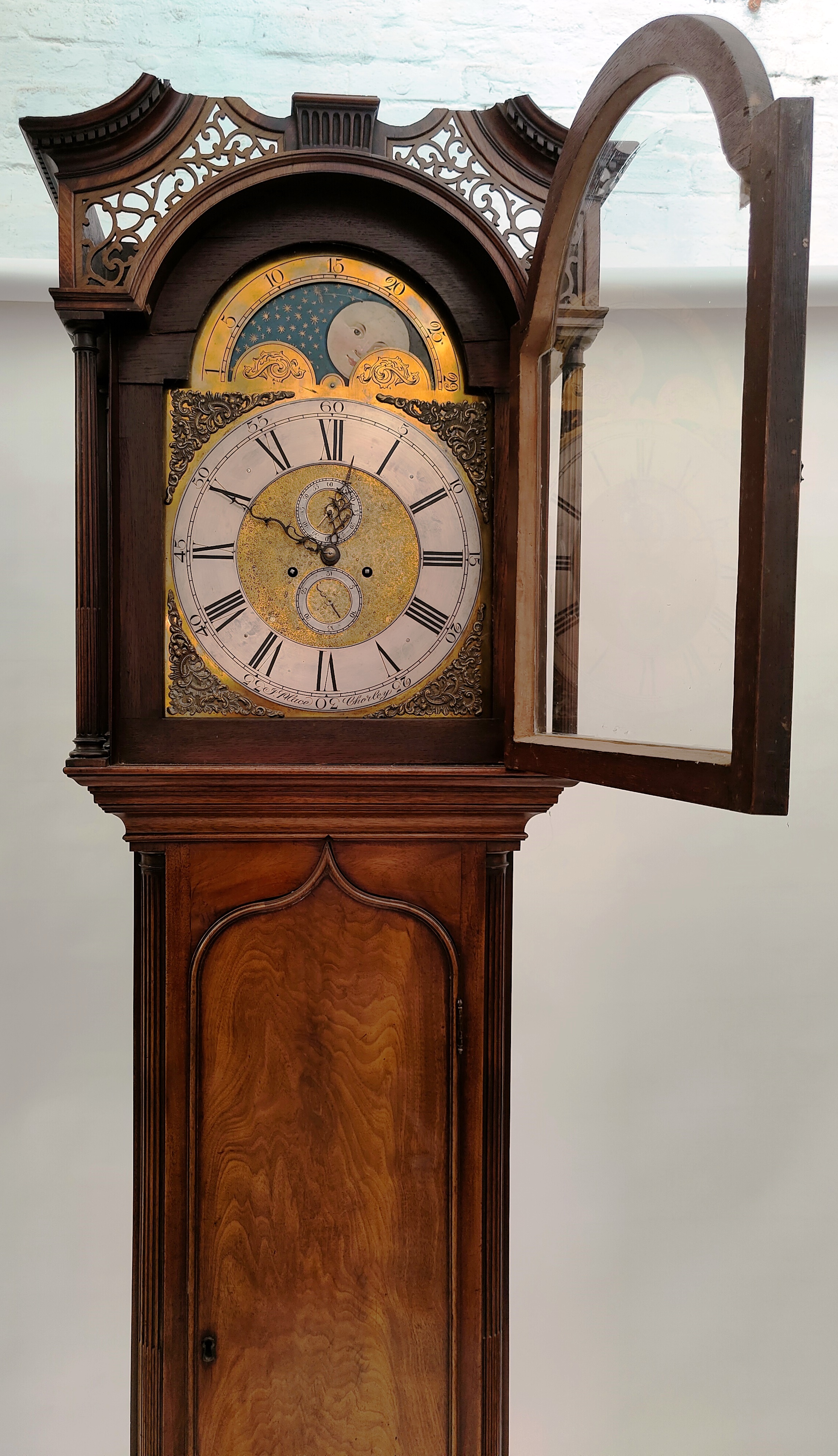 18TH CENTURY GEORGE III MOONPHASE LONGCASE CLOCK - Image 2 of 8