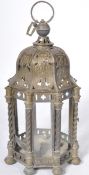 LATE 19TH CENTURY BRASS WORKED HANGING LANTERN LIGHT