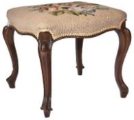 19TH CENTURY GEORGE III WALNUT AND TAPESTRY STOOL