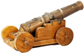 19TH CENTURY SCALE DOWN SIZE CARVED OAK MODEL CANNON