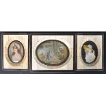 COLLECTION OF THREE WATERCOLOUR ON IVORY MINIATURES