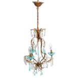MURANO BLUE & FACETED GLASS CHANDELIER