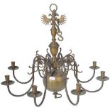 EARLY 20TH CENTURY DUTCH BRASS CEILING LAMP