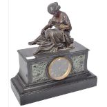 19TH CENTURY FRENCH BRONZE & MARBLE CLOCK