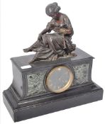 19TH CENTURY FRENCH BRONZE & MARBLE CLOCK