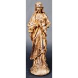 18TH CENTURY CARVED RELIGIOUS FIGURINE OF SAINT CECILIA