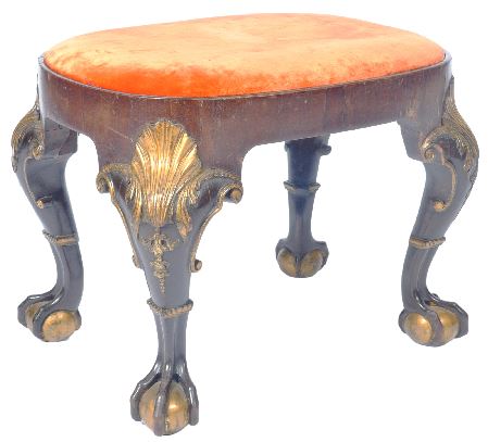 19TH CENTURY CARVED BALL AND CLAW FEET FOOTSTOOL