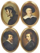 SET OF FOUR REPRODUCTION OIL ON BOARD SELF-PORTRAITS