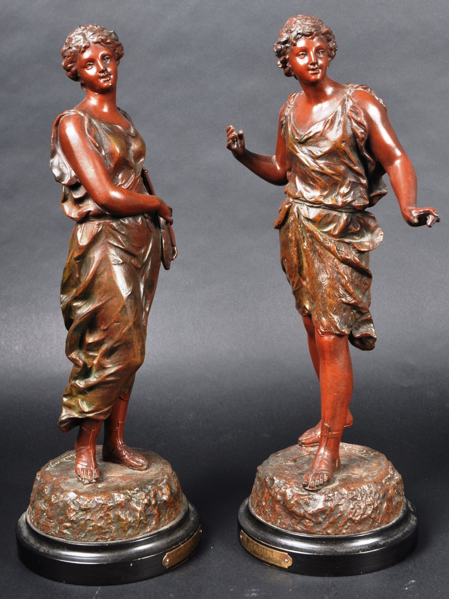 AFTER COUDRAY - PAIR OF 19TH CENTURY FRENCH SPELTER FIGURES