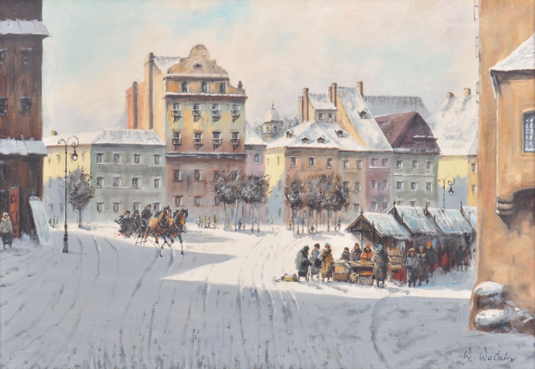 WOLSKY - POLISH SCHOOL OIL ON CANVAS WARSAW SCENE PAINTING - Image 2 of 7