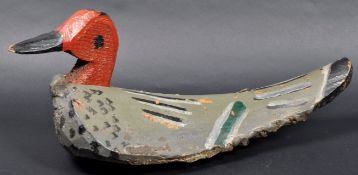 19TH CENTURY CARVED WOOD FOLK ART DECOY DUCK