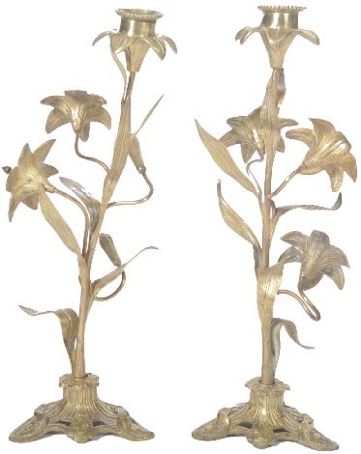 MATCHING PAIR OF 19TH CENTURY FRENCH BRASS CANDLESTICKS