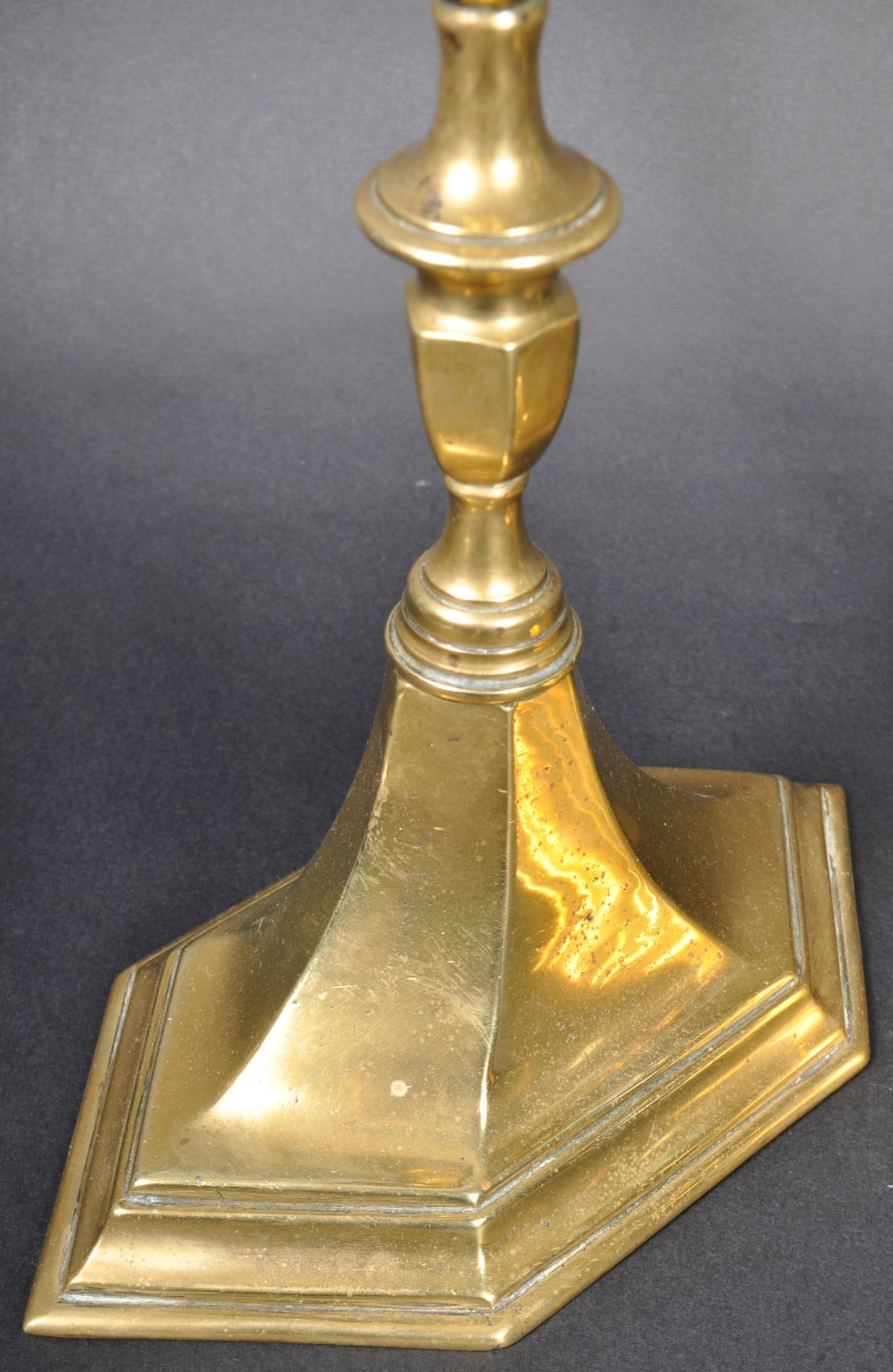 PAIR OF EARLY 20TH CENTURY BRASS CANDLESTICKS - Image 4 of 8